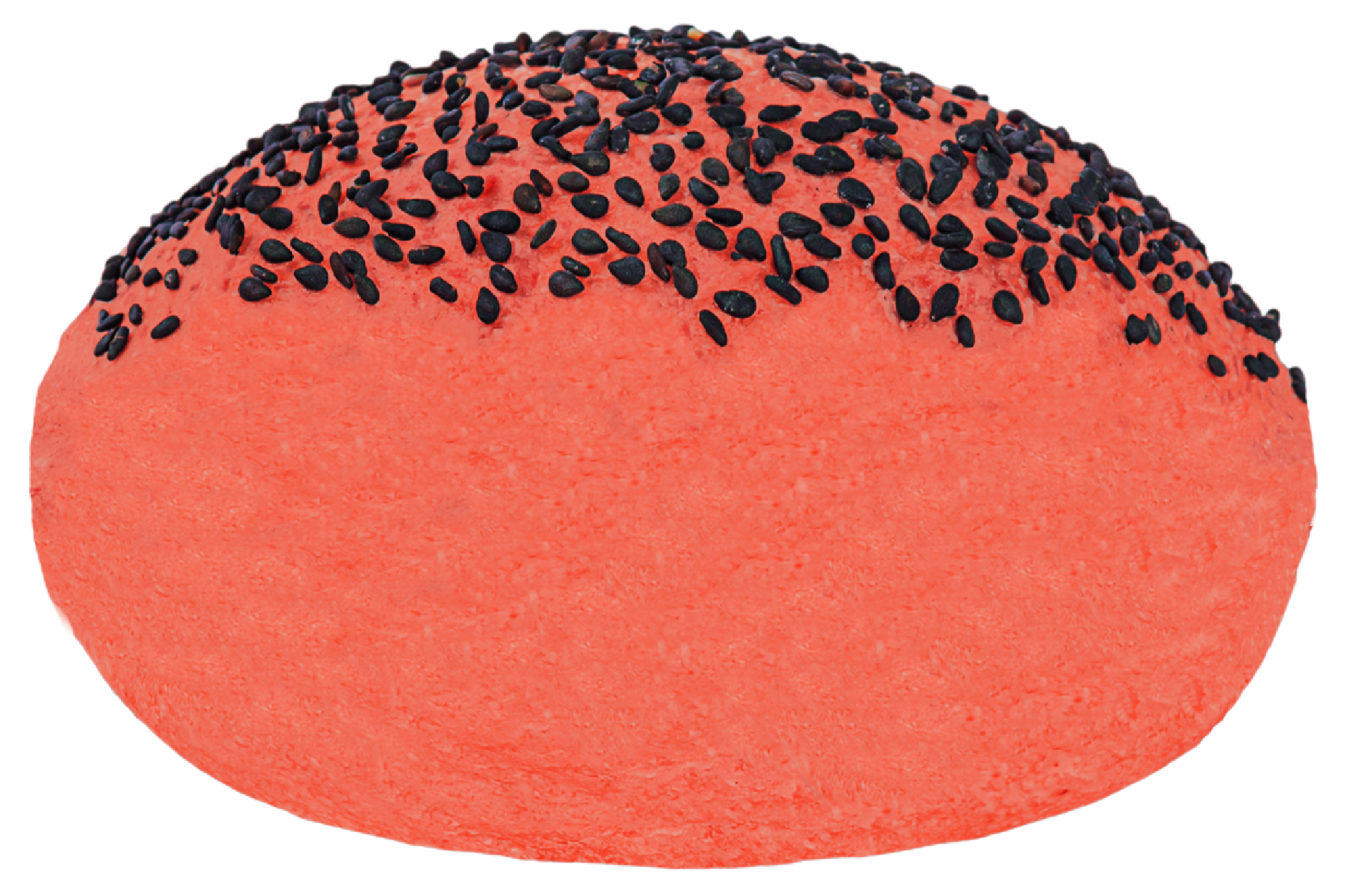 Red bun with black sesame seeds